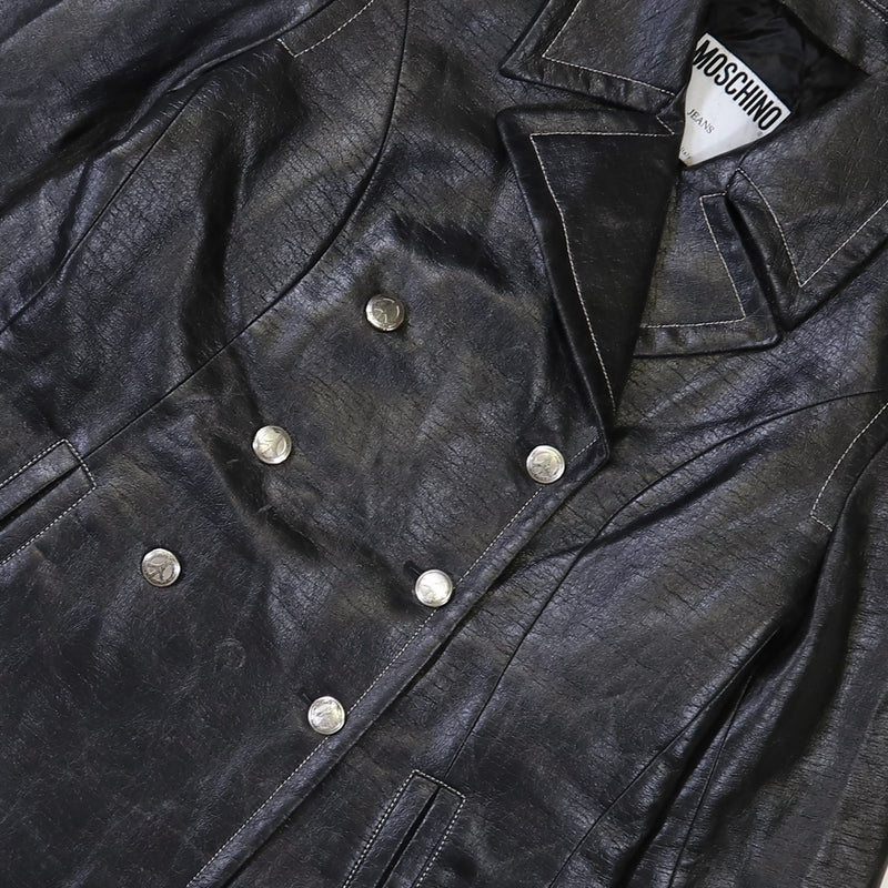 Moschino Vintage Leather Trench Coat - Medium