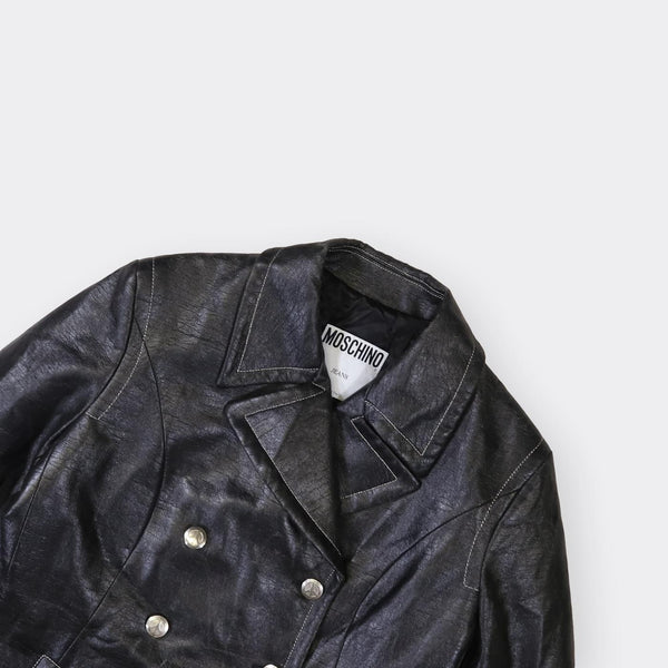 Moschino Vintage Leather Trench Coat - Medium