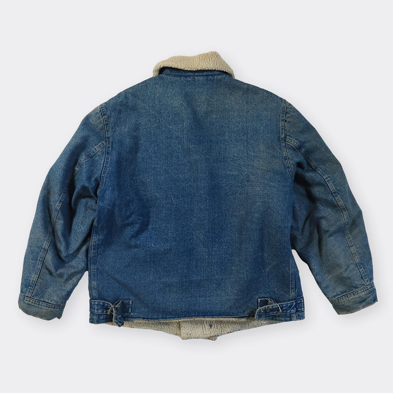 Vintage Sherpa-Lined Denim Jacket - Large